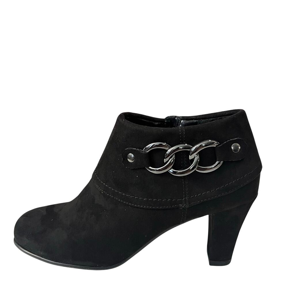 A2 By Aerosoles Boots Womens 8.5 M First Role Side Zip Bootie Black Fabric Heels